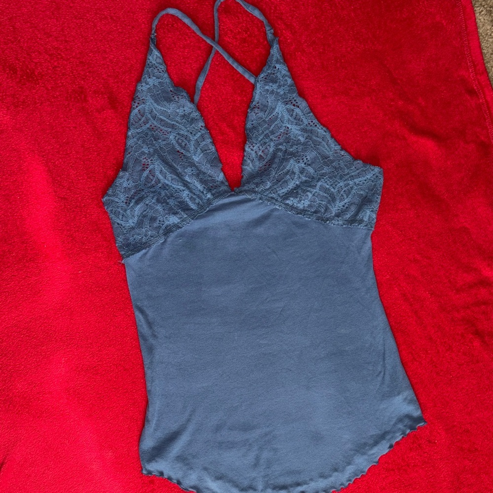 Free People Blue Knit Top